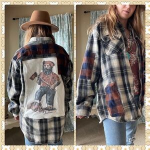 C.E. Schmidt custom lumberjack flannel patchwork oversized plaid shacket